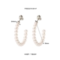 Orecchini a cerchio a C da 30mm con piccole perle bianche da 4mm e perno in acciaio - Argento Diametro 30mm (Perla 4mm)