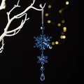Décoration de Noël flocon de neige en acrylique bleu foncé avec pendentif goutte d'eau - Bleu