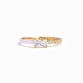 Detail of gold ring with purple enamel, rectangular zircon center and pavé settings - US Size 9 / Rectangle Purple