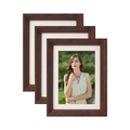 Three-piece set of dark brown wooden photo frames with white mats on a clean white background - 8 Inch Tabletop (15.2x20.3cm) / Deep Walnut
