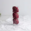 Lot de 3 cloches de Noël floquées rouge foncé avec détails en maille dorée - 8cm Boule Oignon Rouge Vin