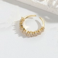 Anello cuore dorato elegante con micro zirconi e fascia aperta regolabile minimalista - Zirconia Rotonda