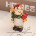Miniature resin Christmas snowman figurine holding a red heart, size 6.5cm by 5cm - Snowman with Heart
