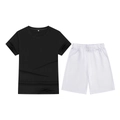 Kids minimalist casual set with black short sleeve T-shirt and white elastic shorts - Top And Bottom / Black/White / 100cm