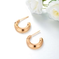 Elegant gold-finished C-shaped hoop earrings with a polished mirror finish on white surface - Glossy Polished C-Hoop / Gold