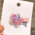 Sparkly flower-shaped hair clip with colorful sequins and pink woven base for girls - Pink Flower Series