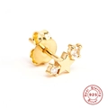 Gold star stud earrings in S925 sterling silver with sparkling birthstone and screw back - Gold-White Zirconia Aries
