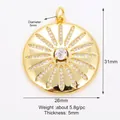 DIY gold plated sunburst pendant with 26mm diameter and sparkling micro zircon inlays - K66 Starry Sky