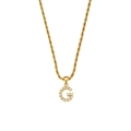 18K gold plated twist chain necklace with a pearl-inlaid G-letter pendant charm - Letter G