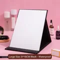 Large 21x15cm black waterproof portable folding desktop makeup mirror for vanity - Waterproof PU Leather Style / Large 21x15cm (Square Edge) / Black