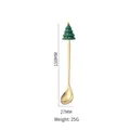 Cuillère à café dorée en acier inoxydable avec petit sapin de Noël vert, 150mm - Cuillère Dorée - Sapin de Noël 1