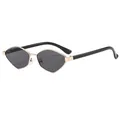 Vintage gold metal polygon sunglasses with grey hexagonal lenses style C1 for women - Gold Frame Grey Lens