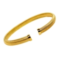 Bracelet jonc spirale doré élégant avec extrémités métalliques polies et texturées - Ras du Cou Ouvert (YS848) / 12mm / Or