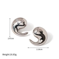Pendientes de gota de plata minimalistas en acero pulido con dimensiones detalladas - Plata (KE113009-WGJD)