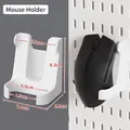 White plastic mouse holder for pegboard wall storage with dimension markings - Mouse Holder - White