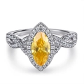 Marquise cut yellow zircon ring in 925 sterling silver with an infinity halo band - US Size 6 / Marquise Infinity Style - Yellow (TL-225)