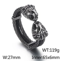 Brazalete para hombre con doble cabeza de león en acero inoxidable oxidado - Negro Vintage (KB167193-KFC)