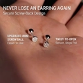 925 silver plated stud earrings featuring full zircon pavé and 4mm screw ball backings - 4MM Spiral Lock Style (A281)