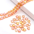 DIY 8mm heart-shaped glass beads in pearlescent orange-pink gradient for bracelets - Gold Rose Red