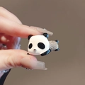 Elegant panda brooch with black and white enamel and sparkling crystal inlay - 320# Panda