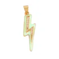 Golden lightning bolt pendant with light green enamel and sparkling zircon inlay - CZ Row Lightning-Green