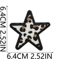 Star-shaped embroidery patch with leopard print pattern and measurement guides - Style 12 (Star White Black Leopard)
