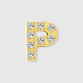 Gold-plated letter P pendant charm with sparkling pave-set cubic zirconia crystals - Letter P-Gold