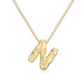 Collana placcata in oro con ciondolo a forma di lettera N e pietre di zirconite - Lettera N