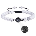 Detailed view of beaded bracelet with stone texture and I Love You projection stone - White Howlite Bracelet