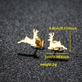 Cute gold running reindeer stainless steel stud earrings with size and weight details - Running Deer Shape (088 Gold)