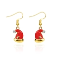 Festive Christmas Santa hat drop earrings with red enamel and sparkling crystal accents - Red Rhinestone Xmas Hat