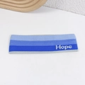 Blue striped gradient fitness headband with Hope embroidery for summer running and yoga - Blue