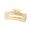 Matte cream-colored rectangular hollow hair claw clip with non-slip grip design - Matte Rectangular Off-White