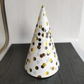 Polka dot birthday party cone hat in white and gold finish for celebrations - One Size / Black Gold Polka Dot