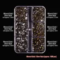 Flatback gold and silver nail rhinestones in a 6-grid box with ss4 to ss16 sizes - Mineral Gold Silver Bottom (103)