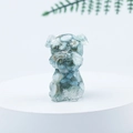 Mini Schnauzer dog figurine in blue-grey crystal gravel resin on a white stand - 47 Larimar Color
