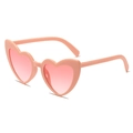 Fashionable heart-shaped sunglasses with light pink frames and pink gradient lenses - Pink Frame / Pink Lens