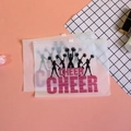 Frosted pink and black eyelash cosmetic bag with cheer silhouette and zipper closure - Pattern 6-Cheer Cheer