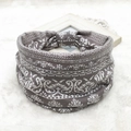 Bohemian paisley print wide headband in grey and brown soft elastic cotton fabric - 25-Gray Paisley Loop