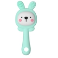 Mint green bunny silicone baby teether with textured ears for soothing gums - Little Rabbit Rattle Teether / Green