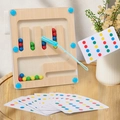 Magnetic color sorting maze toy with wooden board, beads and instructional cards - MMM-Magnetic 4-Color Game