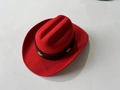 Roter Western Cowboy Hut für Haustiere mit silbernen Sternen und schwarzem Band - Klein 13.5cm / Roter Ledergürtel Stern