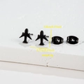 Detailed view of matte black airplane stud earrings with size and weight dimensions - 030 Airplane / Black