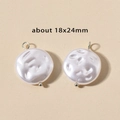 Irregular Baroque imitation pearl pendant with 18x24mm silver metal loop charm - 6# Irregular Pearl (18x24mm) / Steel