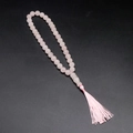 Pink quartz crystal tasbih prayer beads with decorative matching long silky tassel - Rose Quartz