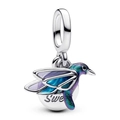 Exquisite S925 Silber Kolibri Anhänger mit buntem Emaille-Verlauf und poliertem Finish - Schillernder Kolibri (5988952208331)