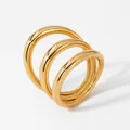 Anello multistrato in acciaio inossidabile dorato con finitura a specchio lucida - US 6 / Oro (KB714)