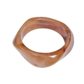 Minimalist amber marble resin bangle with a unique geometric twisted design for women - Geometric Rhombus / Inner Diameter 65mm / Milk Tea