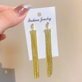 Elegante goldene Quasten-Ohrringe mit schimmerndem Zirkonia-Fransen-Design - Helles KC-Gold Stil 8