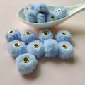 20mm soft light blue faux rabbit fur pompom beads with golden metal eyelets for DIY - Light Periwinkle